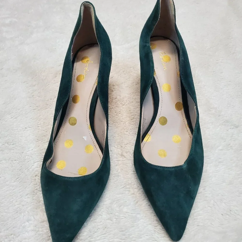 Women's Teal Suede Pointed-Toe D'Orsay Pumps - Picture 4 of 12